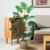 Pegamento suave planta verde hojas de hierro decoración sala de estar europea palmera artificial en maceta interior suelo anémona planta verde venta al por mayor