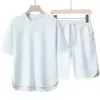 Comercio exterior transfronterizo verano superventas conjunto casual de moda para hombre con cuello redondo y manga corta, conjunto de moda informal de manga corta y pantalones cortos de talla grande