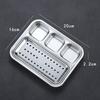 Plato para Barbacoa estilo Coreano 304 con Plato de Sabores de Tres Compartimentos Drenaje Plato para Dumplings Plato Picante Plato para Barbacoa Plato para Bistec