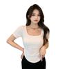 Blusa Feminina Fina Tendência Manga Curta 2026 Nova Verão Nicho Irregular Slim Fit Casual Tendência Estilo Ins Camiseta de Menina