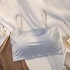 Camisola fina de seda helada sin costuras con espalda descubierta y almohadilla para el pecho desmontable, ropa interior de primavera y verano para niña