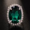 Anel de Moda Cruzada Europeu e Americano com Zircônia Cúbica Esmeralda Anel Oval Ajustável Novo para Senhoras Anel