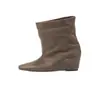 Botines cómodos de cuero suave, con plataforma para aumentar la altura, punta fina, borde enrollado en el tobillo para mujer, estilo nuevo, versátiles, elegantes, con tacón de cuña, ajuste ceñido y elásticos