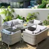 Sofá de Ratán para Ocio al Aire Libre Silla de Ratán para Terraza de Jardín Sofá Doble para Patio Balcón Sofá de Ratán Imitación de Ratán Villa