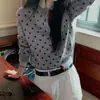 Ropa de mujer, estilo coreano Dongdaemun, alta calidad, rejuvenecedor, de lunares, casual, moda nicho, elegante cárdigan de punto