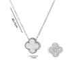 Colar Popular Transfronteiriço da Sorte Trevo de Quatro Folhas Aço Titânio para Meninas, Novo Conjunto de Corrente Clavicular Cinco Flores Dupla Face Versátil e de Luxo Leve