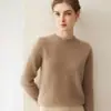 Suéter de Gola Redonda 100% Caxemira para Mulheres, Novo Tricô Liso para Outono e Inverno, Suéter de Caxemira com Caimento Solto