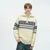 Suéter vintage con cremallera y cuello medio para hombre y mujer, cortavientos, jersey casual, bloques de color, estilo coreano, versátil, cálido, prenda de punto