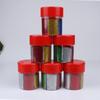 Venta al por mayor de fábrica protección del medio ambiente para mascotas polvo de cebolla dorada de colores 100g 6 colores enrejado embotellado ropa uña diy polvo de oro flash