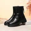 Botas Curtas Femininas, Novas Botas Femininas, Sapatos Quentinhos de Veludo para Mães, Sapatos de Algodão, Botas Martin Versáteis com Solado Grosso e Bico Redondo, Dropshipping