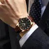 Reloj de Cuarzo para Hombre Lige de Negocios con Calendario Simple, Tres Manecillas, Correa de Cuero, Resistente al Agua, Deportivo Luminoso 89143