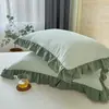 Fundas de almohada de algodón lavado clase a, algodón puro, un par de fundas de almohada grandes individuales para adultos, fundas de almohada con borde de algodón puro 48X74