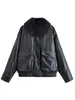 Venta al por mayor transfronteriza 2025 Nuevo estilo de otoño Chaqueta de cuero PU estilo ropa de trabajo urbana personalizada con cuello de piel para mujer 434178