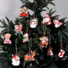 Adornos navideños de madera estilo retro americano, colgantes de madera nostálgicos de muñeco de nieve y Papá Noel, etiquetas colgantes para decoración de árbol de Navidad, regalos