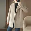 Abrigo Exterior de Doble Cara para Otoño e Invierno para Mujer, Estilo Corto, Adelgazante, Nuevo Abrigo de Lana Holgado para Mujeres Petite y de Tallas Grandes