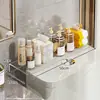 Prateleira para vão traseiro de vaso sanitário, prateleira para vão de parede sem furos, rack de armazenamento oculto, prateleira de vão com laterais alargadas e estendidas