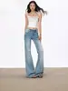 Jeans acampanados de tiro bajo de color claro para mujer, nuevo estilo primavera/otoño 2026, para chicas petite, no ajustados, pantalones de campana de pierna recta