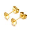 Pendientes de acero inoxidable con soporte de perla estilo hipster coreano diy para mujer chapados en oro tamaño múltiple pendientes semiacabados al por mayor