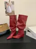 Botas de Tacón de Cuña de Caña Ancha para Otoño/Invierno 2026 Estilo Europeo y Americano Botas Altas de Mujer hasta la Rodilla con Punta
