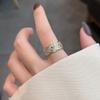 Anillo de diamantes con incrustaciones de personalidad japonesa y coreana para niña, accesorios transfronterizos de moda de comercio exterior, pulsera de anillo de dedo índice abierta que combina con todo.