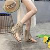 Sandalias Únicas Estilo Resort con Tachuelas y Borlas para Mujer 2026 Nuevas Sandalias de Tira con Cuña Sandalias Bohemias de Verano