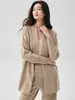 Nuevo Cárdigan 100% Cachemir Otoño 2026 para Mujer, Cuello en V Estilo Francés, Cinturón a la Cintura, Abrigo de Punto de Longitud Media