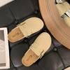 Calçado de Celebridade da Internet Versátil Chinelos Birkenstock de Uma Tira para Mulheres 2025 Primavera Novo Aumento Sola Grossa Sapatos Meio Aberto Birkenstock