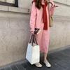 Conjunto de Dos Piezas de Chal + Vestido Camisa para Mujer, Estilo Coreano Holgado Adelgazante Conjunto de Vestido con Solapa, Sencillo para Primavera y Otoño