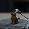 Colgante de gato informal de sándalo para teléfono móvil, colgante creativo, accesorio para llavero, regalo, artesanía tallada en madera