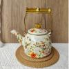 Tetera Eléctrica de Esmalte para Cruce de Fronteras, Estufa Eléctrica de Cerámica para Preparar Té, Uso Doméstico para Hacer Café y Té, Adecuada para Casas de Huéspedes y Hoteles, Cafetera de Esmalte Vintage para Té con Leche