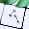 Tendencia de moda coreana, taladro de una sola cabeza, clavo de hueso de oreja, taladro en espiral, bola, alergia, aguja fina de 4 mm y 0,8 mm