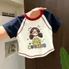 Camiseta de Manga Corta para Niña 2026 Nuevo Estilo para Niños Mayores, Top de Algodón Puro Lindo de Verano para Niña con Costuras Visibles, Camiseta Básica de Corte Holgado