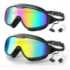 Gafas de natación para adultos con marco grande electrochapado transfronterizo personalizadas para hombres y mujeres, impermeables antivaho de alta definición con tapones para los oídos integrados