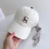 Boné de Baseball Bordado de Cachorro Cartoon Macaron Doce para Mulheres, Proteção Solar de Verão com Laço de Fita Xadrez