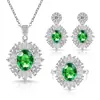Estilo Nuevo Europeo y Americano Exagerado Joyería de Piedras Preciosas de Color de Alta Calidad Conjunto de Rubí Anillo Collar Pendientes Joyería al por Mayor