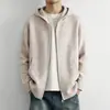 Moletom com capuz de tricô para homens, outono e inverno, estilo casual, suéter cardigã com zíper, retrô americano, peça externa de modelagem solta para casais