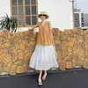 Vestido Chaleco Francés de Tirantes con Cuello en V, Vestido Largo Holgado Estilizador Estilo Coreano para Mujer, Viaje, Vacaciones en la Playa, Estilo Vacacional