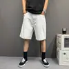 Jeans Masculino Reto Lista Mais Vendida 2026 Nova Marca Tendência Shorts Largos Branco Lavado Respirável Calça de Cinco Pontos Média