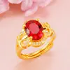 Anillo Abierto de Latón Chapado en Oro de 18 Quilates con Cristal Imitación Turmalina para Mujer, Nuevo Producto Transfronterizo Anillo de Zirconia de Oro de Arena Vietnamita