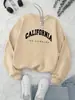 Suéter Casual de Moda para Mujer Otoño e Invierno Holgado Cómodo Cálido Brooklyn Los Ángeles Estampado Cuello Redondo Manga Larga