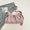 Bolsa de Ombro Versátil Plissada com Cordão e Múltiplos Bolsos Transfronteiriça Novo Modelo 2026 Cor Sólida Casual Texturizada Bolsa Transversal para Mulheres