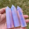 Fornecido Diretamente pelo Fabricante, Cristal Prismático Hexagonal de Opala Rosa Natural Coluna Torre de Ponta Única Ornamento de Decoração para Casa