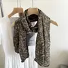 Bufanda de Seda Larga Fina de Doble Capa Floral Atmosférica para Mujer Versátil Estilo Otoño Elegante Bufanda para Cuello Diadema Fina Bufanda de Estilo Artístico