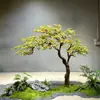 Exquisita exhibición de planta artificial de flor de primavera isleña, decoración de planta verde para ventana, combinación de paquete simple de árbol falso de flor de primavera isleña