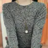 Camiseta Redonda de Manga Larga con Estampado Floral Plateado Elegante Moda de Principios de Otoño Para Reducir Edad Ropa de Mamá Camiseta Básica Plateada Versátil Adelgazante