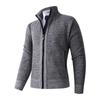 2025 Comércio Exterior Amazon Outono e Inverno Suéter Cardigan Masculino com Lã, Gola Alta, Tricô Grosso Cor Sólida Jaqueta Roupa Masculina