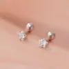 Pendientes de Estrella de Plata Pura S999 con Circonita Exquisita de Rosca para Mujer Dulces y Lindos Pequeños Literarios Accesibles Pendientes de Lujo Dropshipping