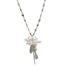 Collar de Flor de Lirio Estilo Coreano Estilo Ins con Perla y Cristal Gota de Agua, Cadena Dulce y Fresca de Suéter de Nicho