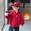 9989 Moletom com Capuz para Meninos Inverno Novo Estilo Coreano Top de Lã para Crianças Bebês Meninos Moletom Casual Camada de Base