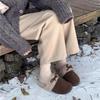 Gu Yun, Zapatos Birkan para Mujer Otoño e Invierno 2024 Cuero Mate Vintage Lindo Feo ins Forrados de Felpa Pantuflas Perezosas Moda para Mujer